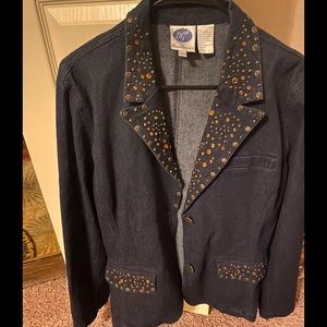 Denim jacket with rhinestones